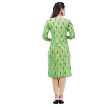 Green plain cotton kurtas-and-kurtis 2