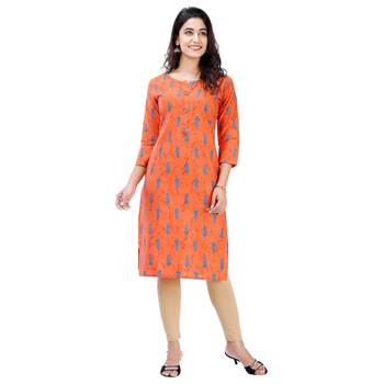 Orange plain cotton kurtas-and-kurtis 1