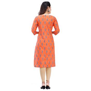 Orange plain cotton kurtas-and-kurtis 2