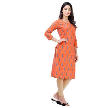 Orange plain cotton kurtas-and-kurtis 3