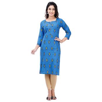 Blue plain cotton kurtas-and-kurtis 1