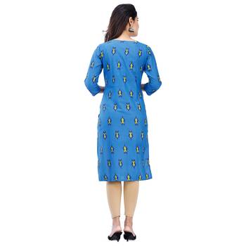 Blue plain cotton kurtas-and-kurtis 2
