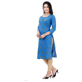 Blue plain cotton kurtas-and-kurtis 4