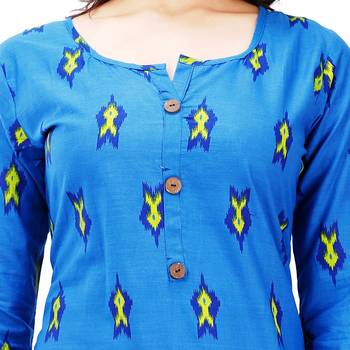 Blue plain cotton kurtas-and-kurtis 5