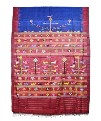 Blue Maroon Dolabedi Silk Saree 3