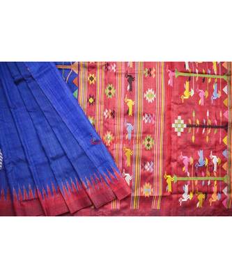 Blue Maroon Dolabedi Silk Saree 6