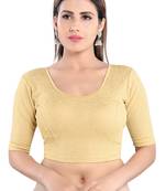 Salwar Studio Women's Gold Lycra Blend Readymade Stretchable Saree Blouse