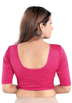 Salwar Studio Women's Pink Lycra Blend Readymade Stretchable Saree Blouse 2