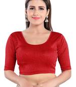 Salwar Studio Women's Red Lycra Blend Readymade Stretchable Saree Blouse