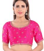 Salwar Studio Women's Pink Mulbury Silk Readymade Saree Blouse