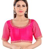 Salwar Studio Women's Pink Mulbury Silk Readymade Saree Blouse