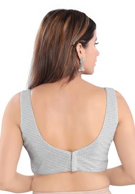 Salwar Studio Women's Silver SHIMMER Readymade Saree Blouse 2