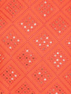 Embroidered & Solid Straight Rayon Coral Kurta 6