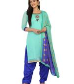 Shaily Green Color Cotton Blend Embroidered Unstitched Dress Material