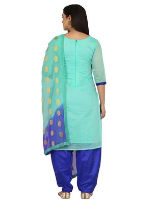 Shaily Green Color Cotton Blend Embroidered Unstitched Dress Material 2