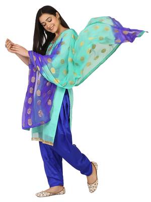 Shaily Green Color Cotton Blend Embroidered Unstitched Dress Material 4