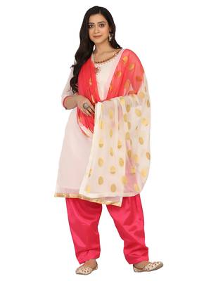 Shaily White Color Cotton Blend Embroidered Unstitched Dress Material 4