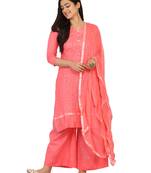 Shaily Peach Color Cotton Blend Embroidered Unstitched Dress Material