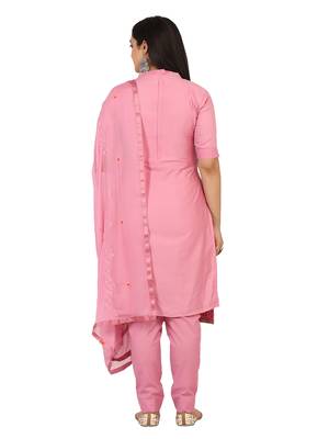 Shaily Lavender Color Cotton Blend Embroidered Unstitched Dress Material 2