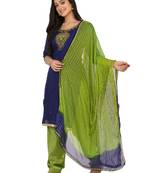 Shaily Navy Blue Color Cotton Blend Embroidered Unstitched Dress Material