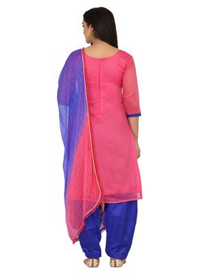 Shaily Pink Color Cotton Blend Embroidered Unstitched Dress Material 2