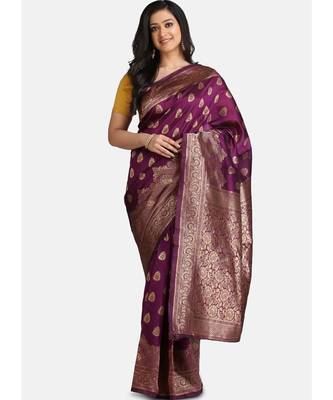Magenta Cotton Traditional Saree 1