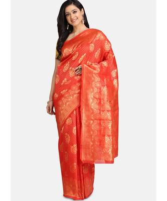 Red Cotton Traditional Saree 2