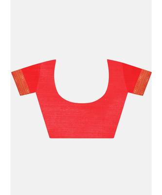 Red Cotton Traditional Saree 5