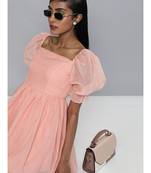 Pastel Pink Organza Plain Dress