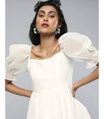 Organza Dress with Puff Sleeves