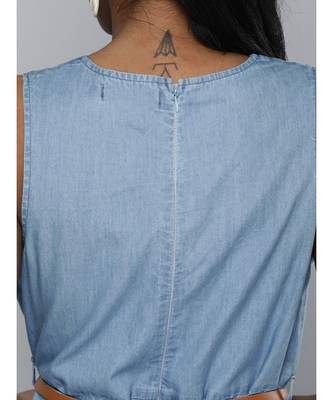 Blue Denim Sleeveless Skater Dress 3