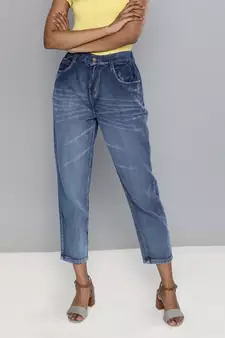 Blue High Waist Basic Jeans