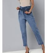 Blue Paper Bag Waist Jeans