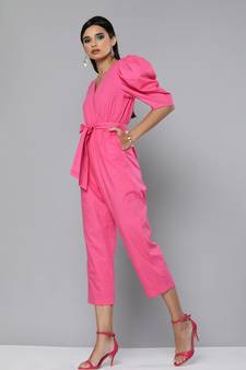 Fuchsia Tapered Leg Jumpsuit