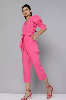 Fuchsia Tapered Leg Jumpsuit