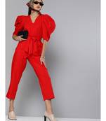 Red Tapered Leg Jumpsuit