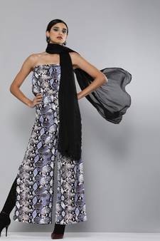 Blue Python Tube Jumpsuit