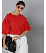 Red Balloon Sleeve Crop Top