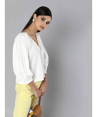 White Embroidered Collar Top 2