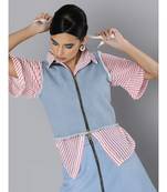 Blue Denim V-Neck Crop Top