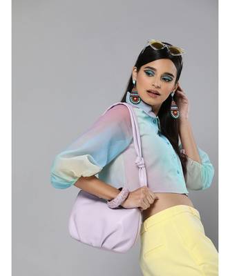 Rainbow Organza Shirt Style Crop Top 2
