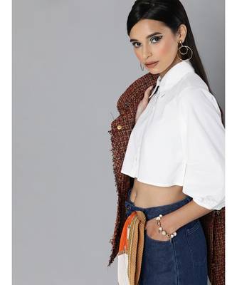 White Loose Fit Shirt Style Top 2