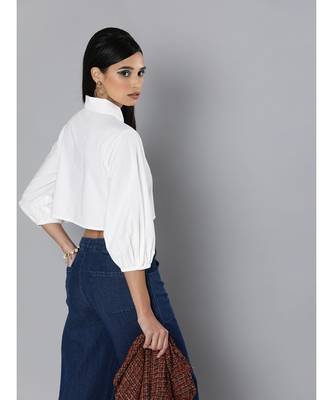 White Loose Fit Shirt Style Top 3