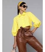 Yellow Loose Fit Shirt Style Top