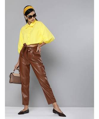 Yellow Loose Fit Shirt Style Top 4