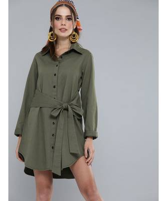 Olive Shirt Dress 1