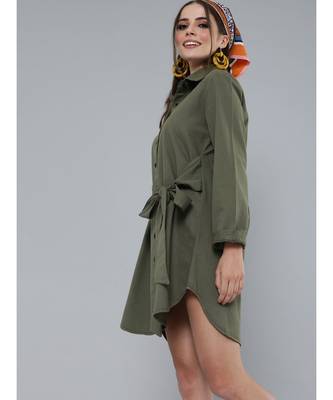 Olive Shirt Dress 2