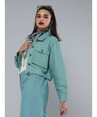 Sea Green Boxy Twill Jacket 2