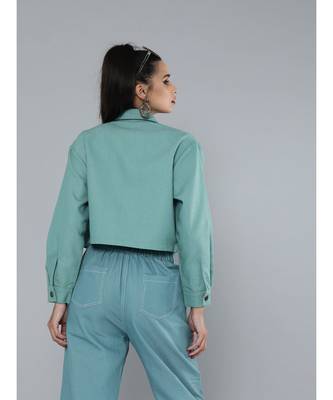 Sea Green Boxy Twill Jacket 3