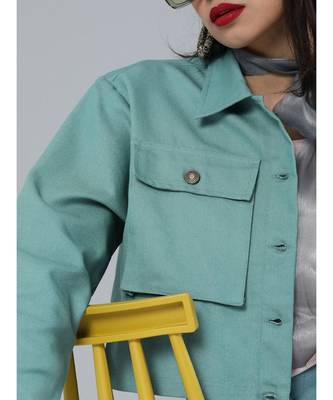 Sea Green Boxy Twill Jacket 5
